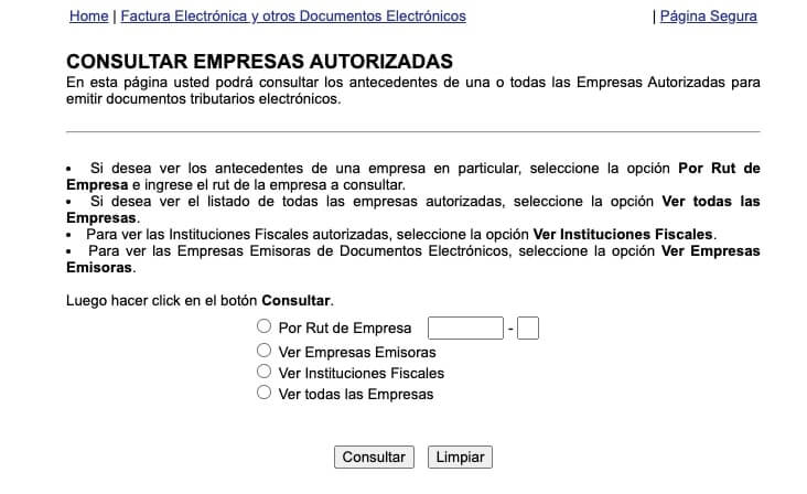 sii empresas autorizadas
