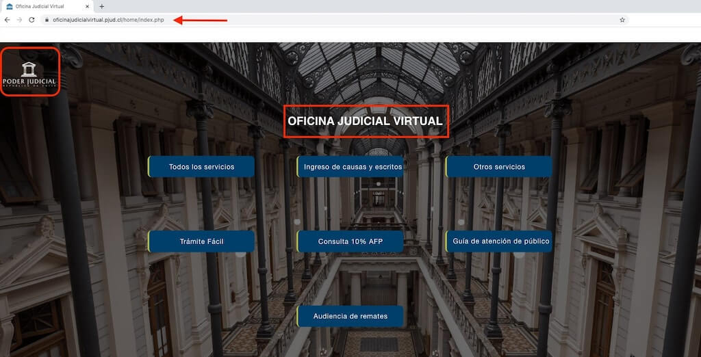 Consulta poder judicial por RUT paso 1