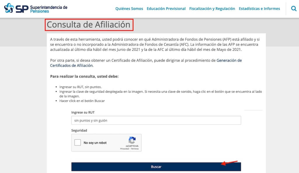 Como saber en que AFP estoy con mi RUT paso 3