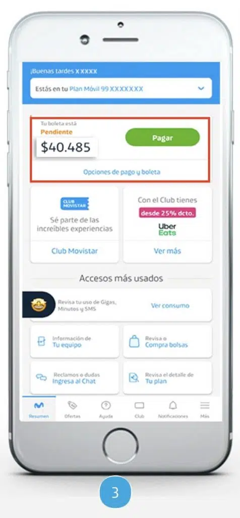 como saber cuanto le debo a Movistar con la app Movistar paso 4