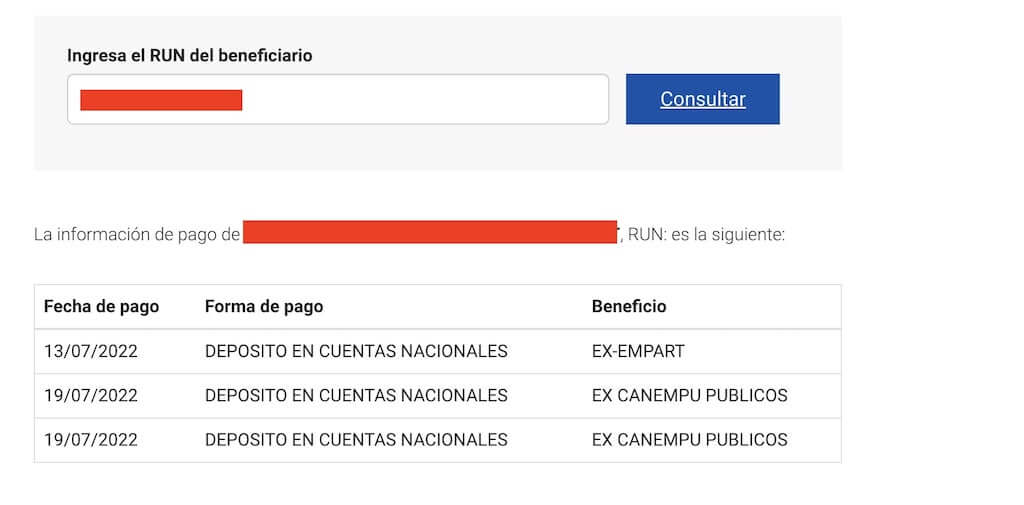 como saber la fecha de pago de la PGU con RUT paso 3