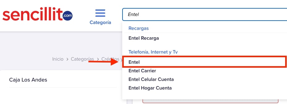 pagar entel en sencillito paso 3