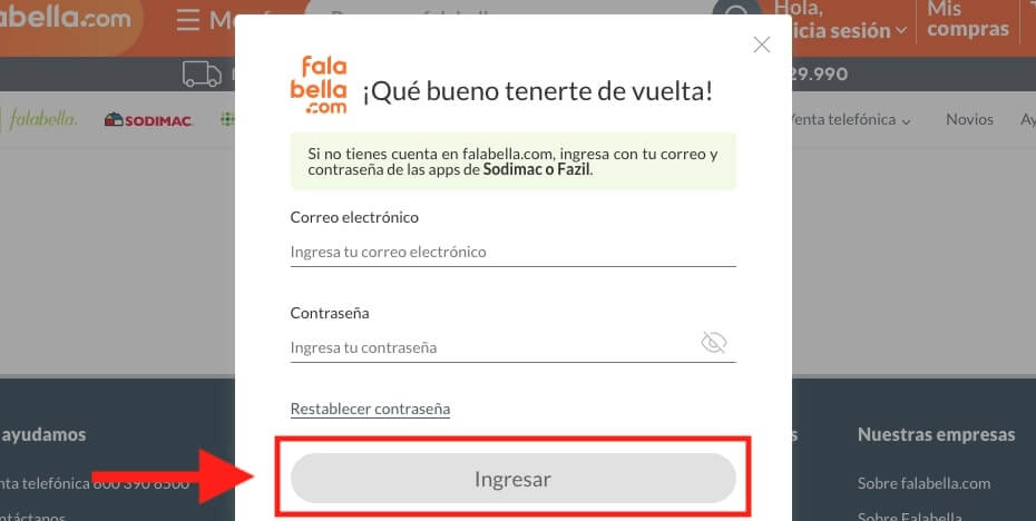 falabella mis compras ingresar