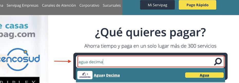 Pagar Aguas Decima por Servipag paso 3
