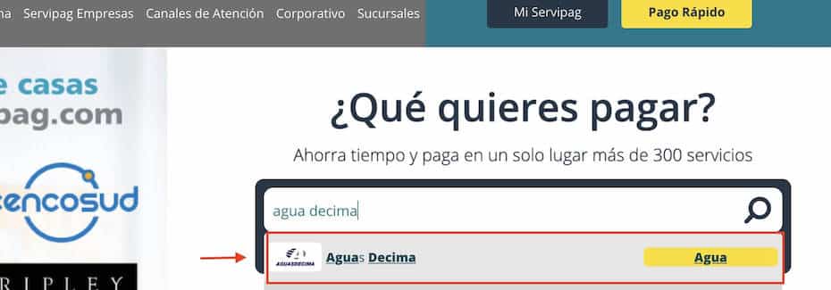 Pagar Aguas Decima por Servipag paso 4