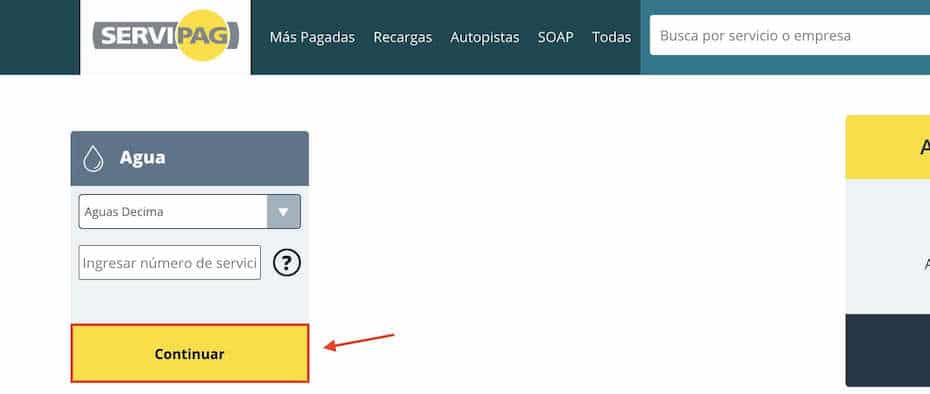 Pagar Aguas Decima por Servipag paso 6