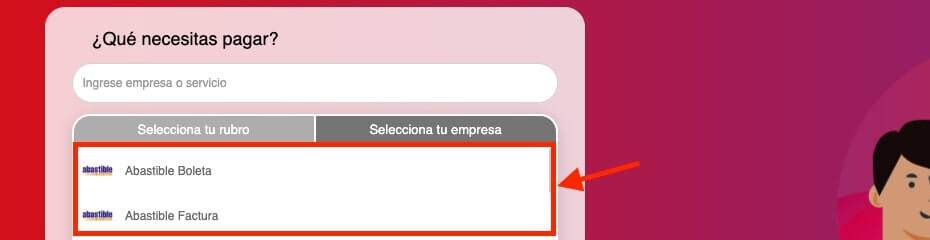 Pagar Abastible con número de cliente en Unired paso 3