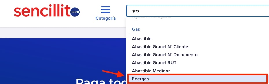 Pagar Energas en Sencillito paso 3.1