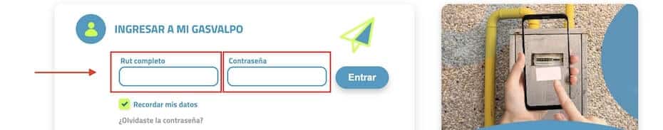 Pagar Gasvalpo con RUT desde sucursal virtual paso 3