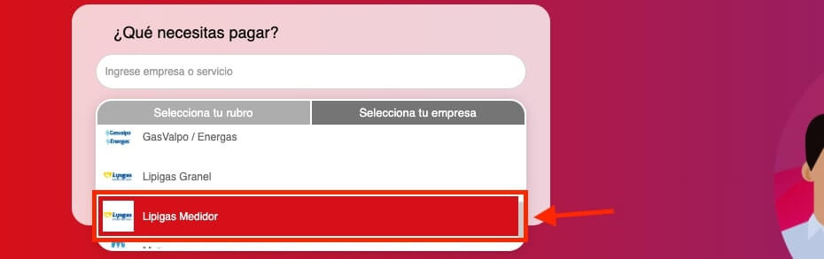 Pagar Lipigas con número de cliente en Unired paso 3