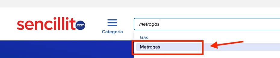 Pagar Metrogas en Sencillito paso 3