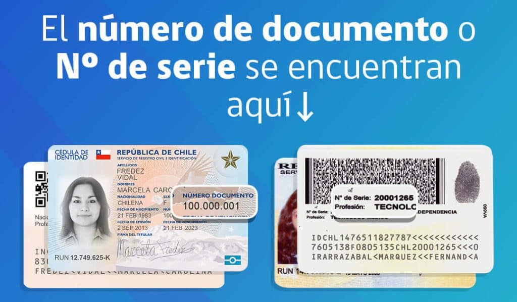 numero de documento y numero de serie en cedula de identidad
